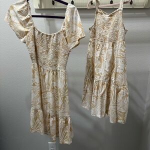 The Children's Place Beige and White Floral Matching Dresses